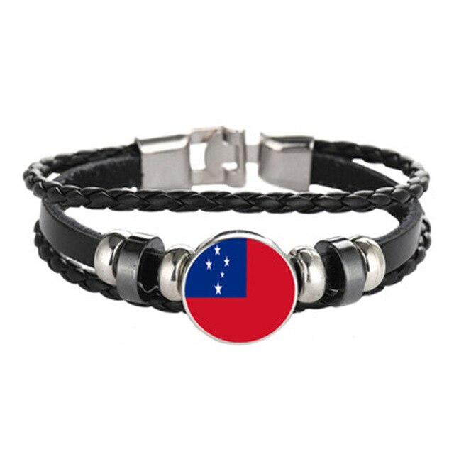 Samoa, flag multi-layer leather bracelet