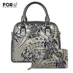 Polynesian Tattoo Monstera Leaf Turtle Pattern Fashion Handbags