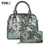 Polynesian Tattoo Monstera Leaf Turtle Pattern Fashion Handbags