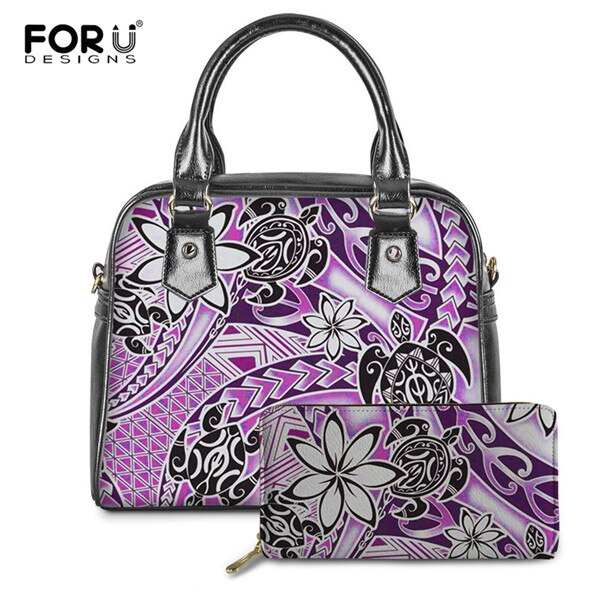 Polynesian Tattoo Monstera Leaf Turtle Pattern Fashion Handbags