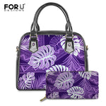 Purple Monstera Tribal Hawaiian Handbags Women