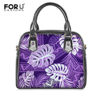 Purple Monstera Tribal Hawaiian Handbags Women