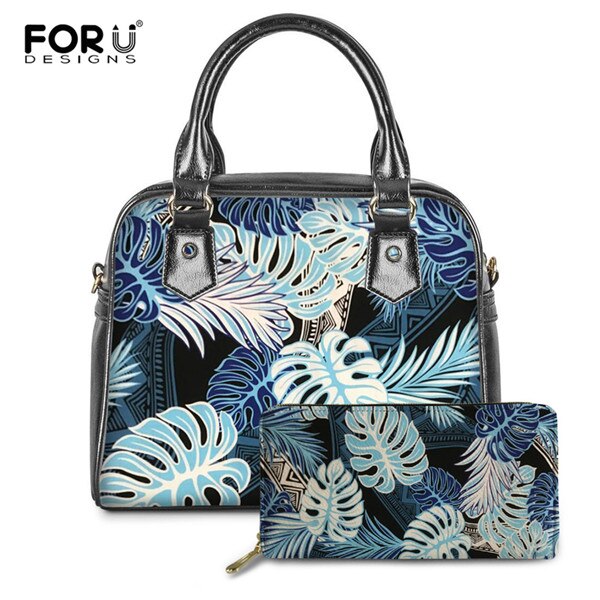 Purple Monstera Tribal Hawaiian Handbags Women