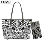 Polynesian Maori 3D Pattern Handbags White and Black Design