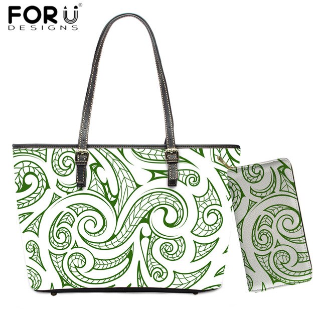 Polynesian Maori 3D Pattern Handbags White and Black Design