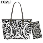 Polynesian Maori 3D Pattern Handbags White and Black Design