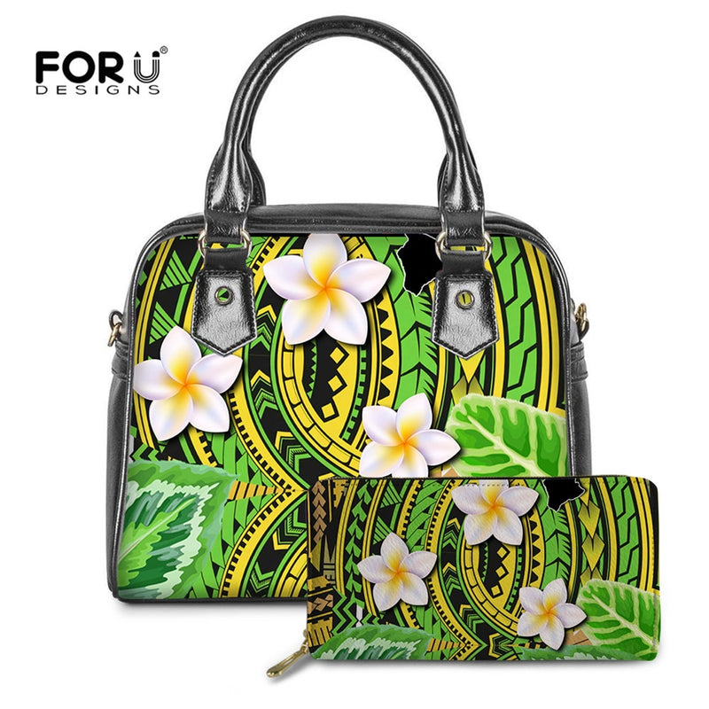 Polynesian Traditional Tribal Flower Pattern Women Handbags