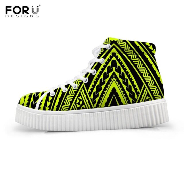 Floral Polynesian Traditional Tribal Pattern High Top Winter Shoes