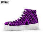 Floral Polynesian Traditional Tribal Pattern High Top Winter Shoes