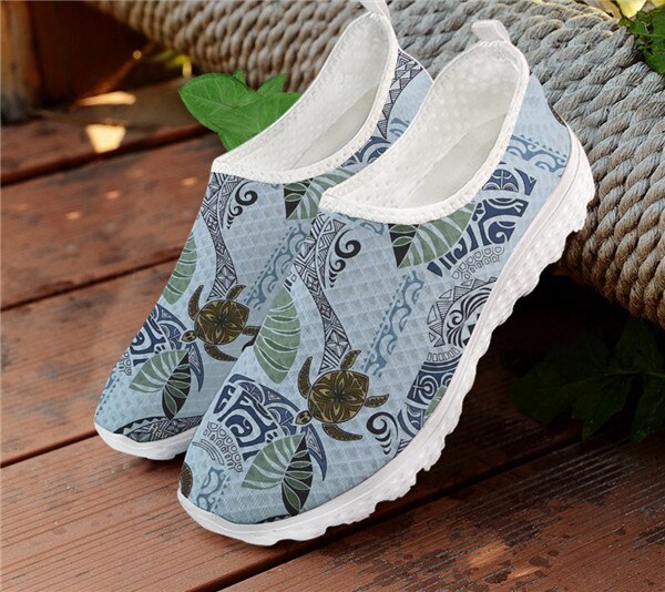 Polynesian Tattoo Monstera Leaf Turtle Pattern  women shoes