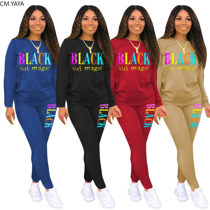 Print Women Two Piece Set Tracksuit Sweatshirt