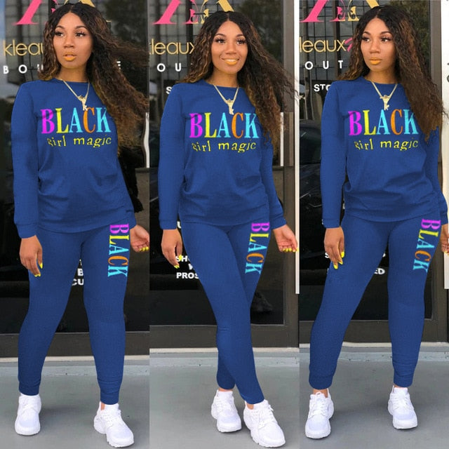 Print Women Two Piece Set Tracksuit Sweatshirt