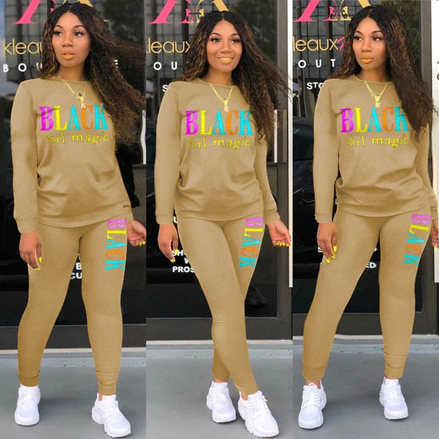 Print Women Two Piece Set Tracksuit Sweatshirt