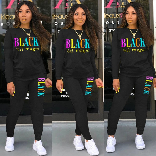 Print Women Two Piece Set Tracksuit Sweatshirt