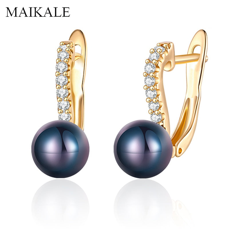 Classic Black/Red Pearl Earrings for Women