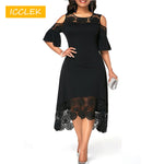 Plus Size Dress Lace stitching Evening Party Summer