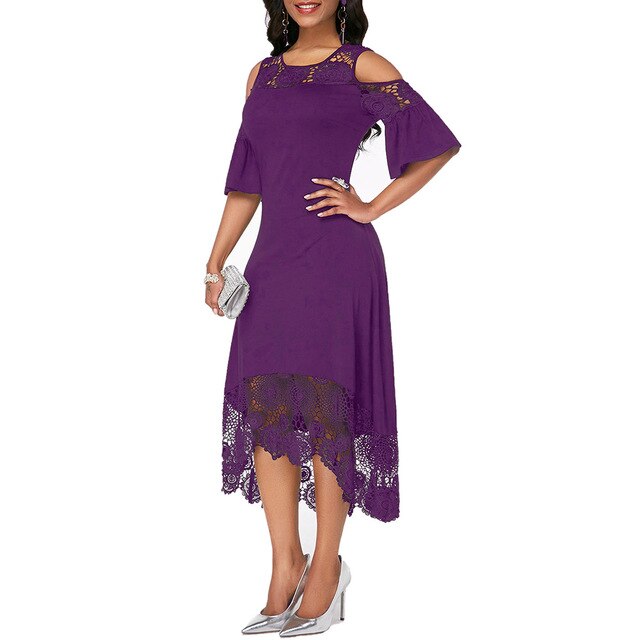 Plus Size Dress Lace stitching Evening Party Summer