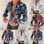 Flower Printed Long Sleeve Shirts Men