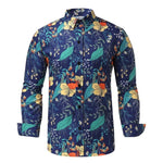 Flower Printed Long Sleeve Shirts Men