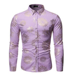 Floral Printed Man Casual Shirts Classic Men Dress Shirt