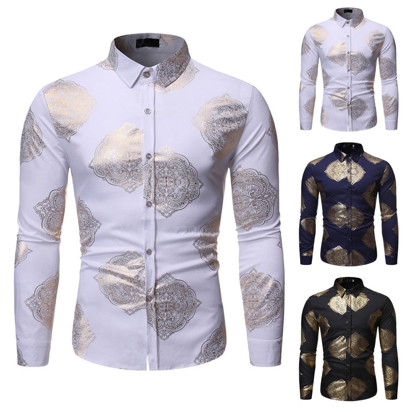 New Men Casual Long Sleeve Shirt Men's Slim Fit