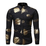 Mens Long Sleeve Shirt Hot Stamping Rose