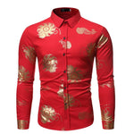 Mens Long Sleeve Shirt Hot Stamping Rose