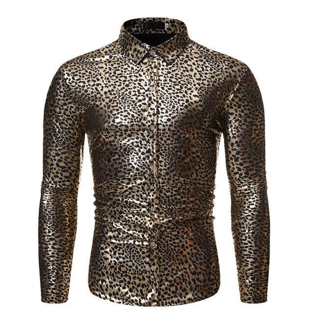 Men's Personality Leopard Printed Shirt Male Social