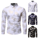 Slim Sexy Shirt Men Hot Stamping Long Sleeve