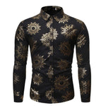 Men's Hot Stamping Lapel Long Sleeve Shirt Top