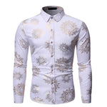 Men's Hot Stamping Lapel Long Sleeve Shirt Top