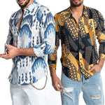 Plus Size Men Shirt Long Sleeve Button Shirt Hawaiian style