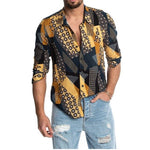 Plus Size Men Shirt Long Sleeve Button Shirt Hawaiian style