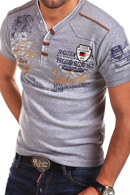 Men's Shirt Short Sleeve V-neck Summer