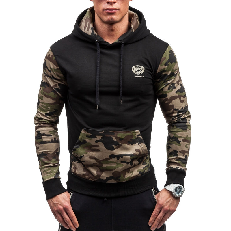 Mens Hoodies Casual Fashion Stitching Camouflage