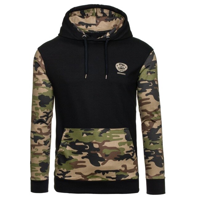 Mens Hoodies Casual Fashion Stitching Camouflage