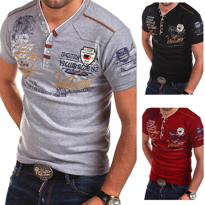 2020 Hot Sale Men's Tshirts Henry Collar Solid T-shirts