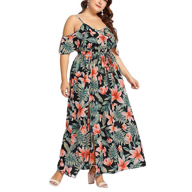 Plus Size V-neck summer dress Casual Bohemian