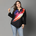 Plus Size Ladies T-shirt Long Sleeve Gradient