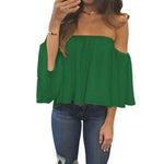 Off Shoulder Chiffon Blouse Women Summer Blouse