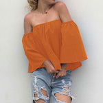 Off Shoulder Chiffon Blouse Women Summer Blouse