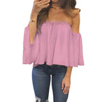 Off Shoulder Chiffon Blouse Women Summer Blouse