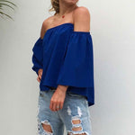 Off Shoulder Chiffon Blouse Women Summer Blouse