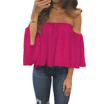 Off Shoulder Chiffon Blouse Women Summer Blouse