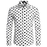 Red Mens Polka Dot Shirt Casual Button Up Dress Shirts