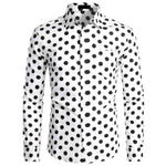 Black White Polka Dot Shirt Men Chemise Homme Casual Button Up