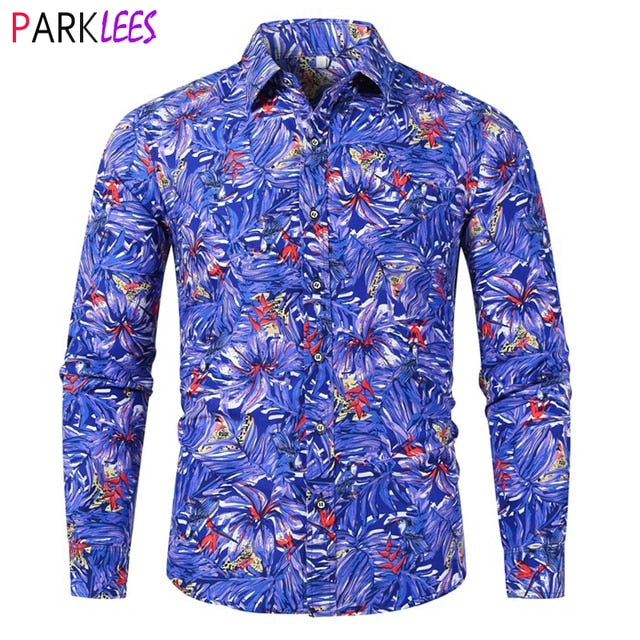 Floral Leaves Allover Print Shirts for Men 2020