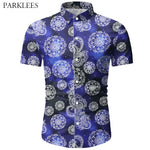 Hipster Palace Floral Print Men Shirt Bright Starry