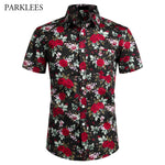 Red Rose Hawaiian Shirt Men 2020 Summer Brand