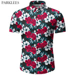 Hipster Tropical Floral Printed Mens Summer Shirt